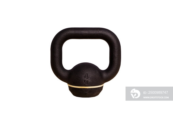 Black kettlebell isolated on white background