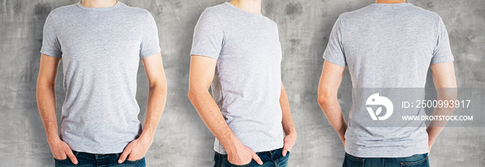 Men wearing empty grey shirt