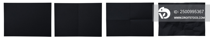 Black Paper,Crumple papers texture,  Empty paper piece. isolated with clipping path on white background.