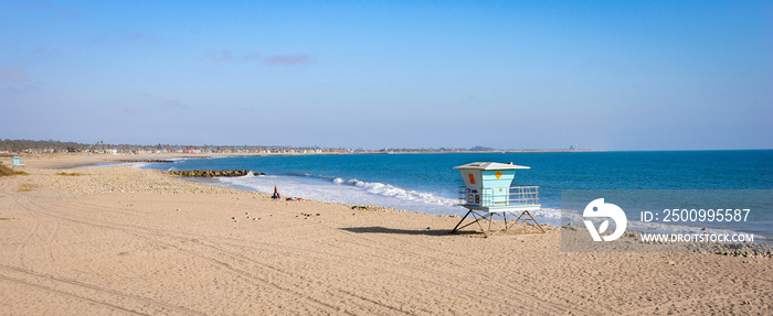 A lifeguard tower in Ventura Beach, California