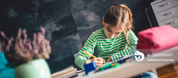 Girl doing homework