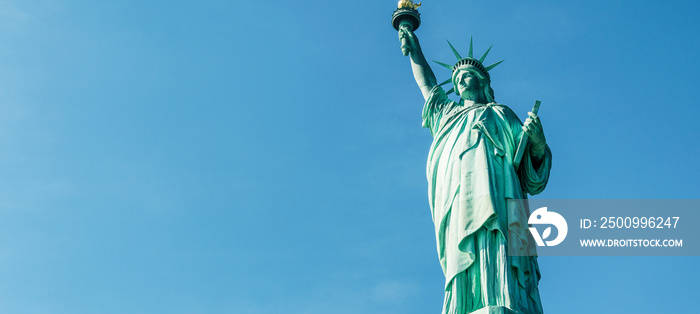 View of Statue of Liberty in Liberty Island, New York City, USA