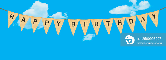 Individual cloth pennants or flags with Happy Birthday