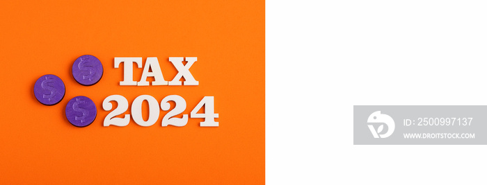 Payment of taxes for the year 2024 - White numbers on orange background