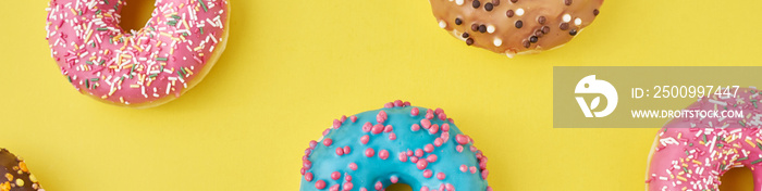 Color donut pattern on a yellow background, long banner