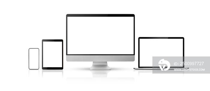 computer displays on white background