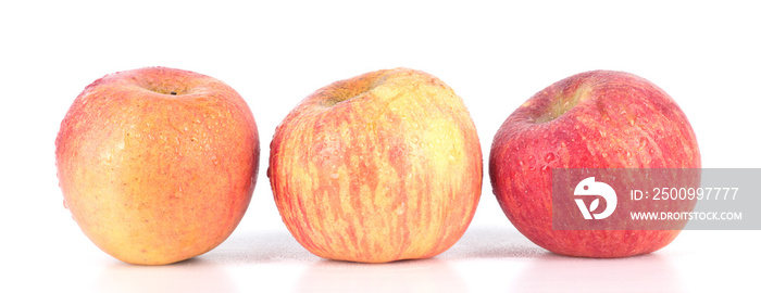 Three apples on white background