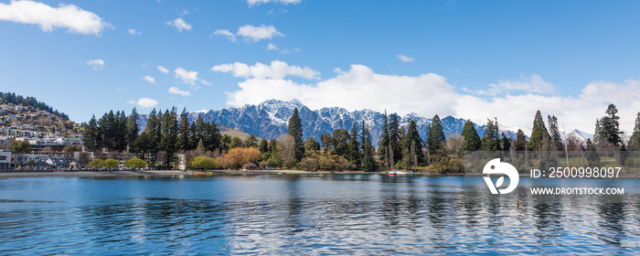 View of The Remarkables mountain range in Queenstown, New Zealand