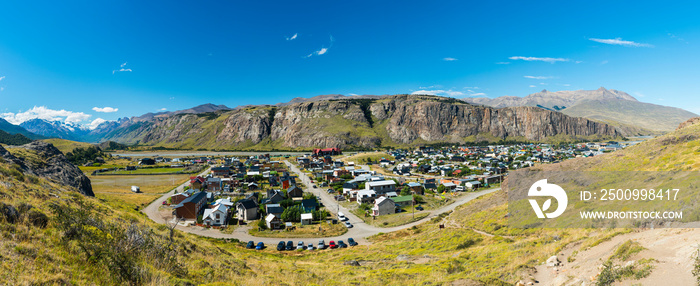 Town of  El Chalten panorama at Los Glaciares National Park