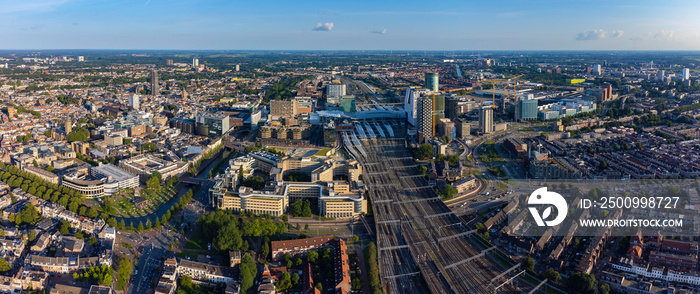 Aerial view of the city utrecht in the netherlands on a sunny day in summer