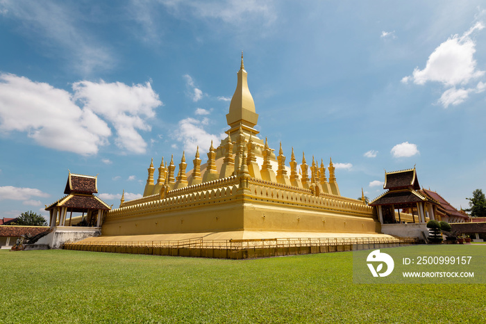 Pha That Luang Vientiane Golden Pagoda in Vientiane, Laos. sky background beautiful.