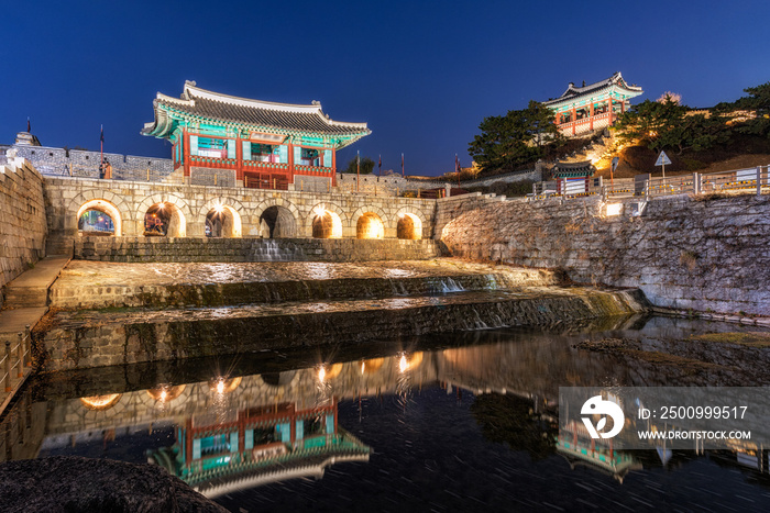 Hwahongmun Gate (Buksumun) in Hwaseong Fortress at suwon,Korea