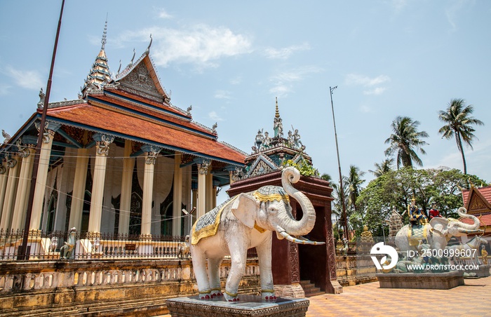 Wat Damrey Sar (Damrey Sor Pagoda) a buddhist temple of Battambang, Cambodia