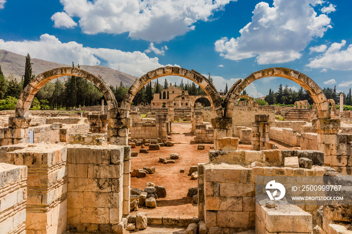 Ruins of the Umayyad Aanjar (Anjar) in Beeka valley Lebanon Middle east