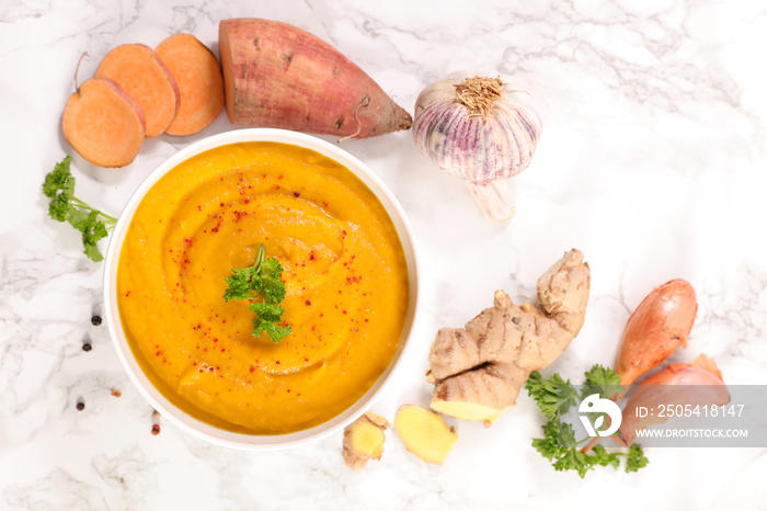 mashed sweet potato- puree with ginger and spice