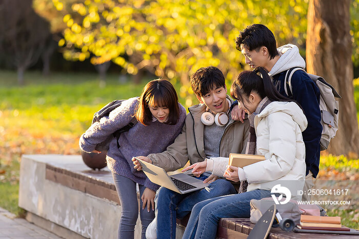 年轻大学生使用笔记本电脑