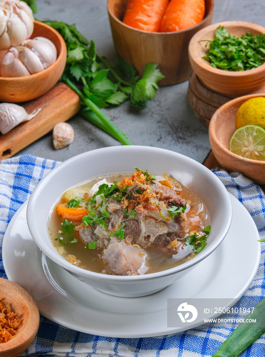 Indonesian traditional culinary, called sop buntut or oxtail soup