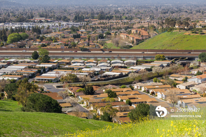 View towards Guadalupe Freeway from Communications Hill, San Jose, California