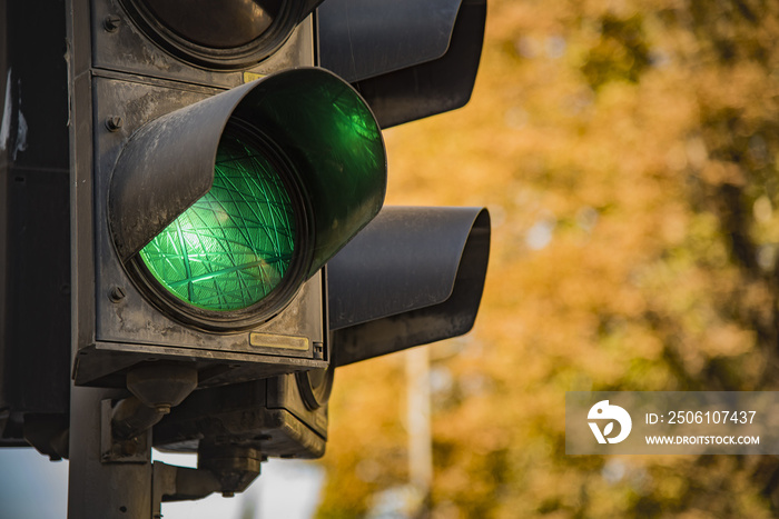 Traffic light showing green, signaling drivers to go