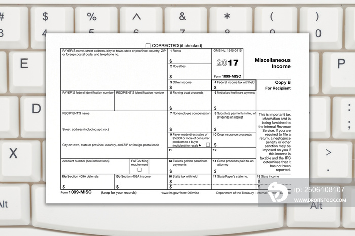 A US Federal tax 1099 income tax form