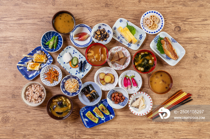 ごはんとおかずいろいろ　Side dishes of rice japanese food