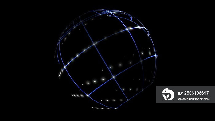 3D illustration of Sphere Cyber Space Network  3d illustration