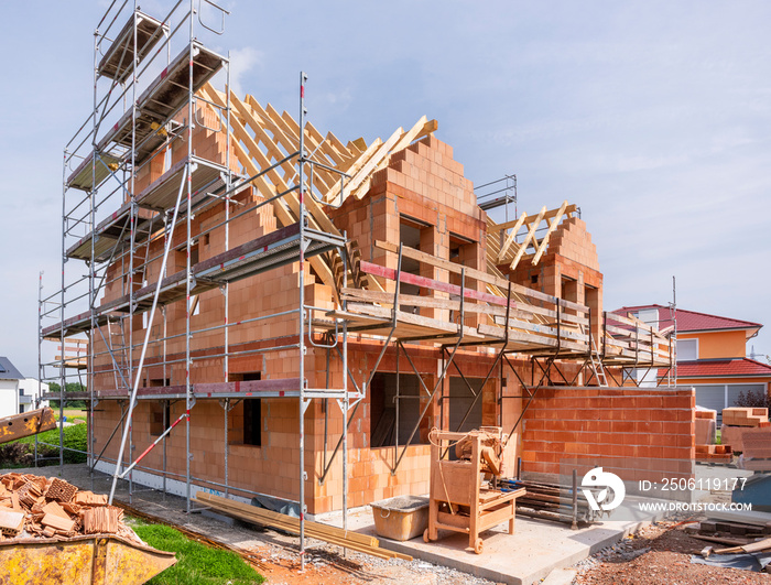 Construction site of a newly built house