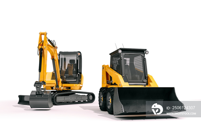 3d bulldozer on white backgorund