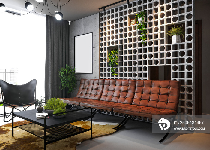 3d render of modern luxury apartment interior