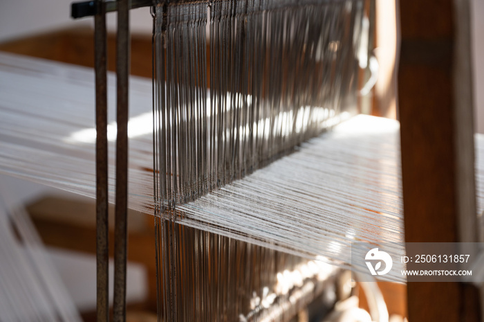 Old traditional handcraft wooden weaving loom