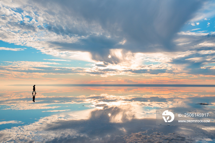 Amazing sunset over the Salt Lake in Ankara