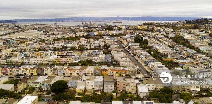 Arerial View Row Houses Streets and Neighborhoods of South San Francisco California