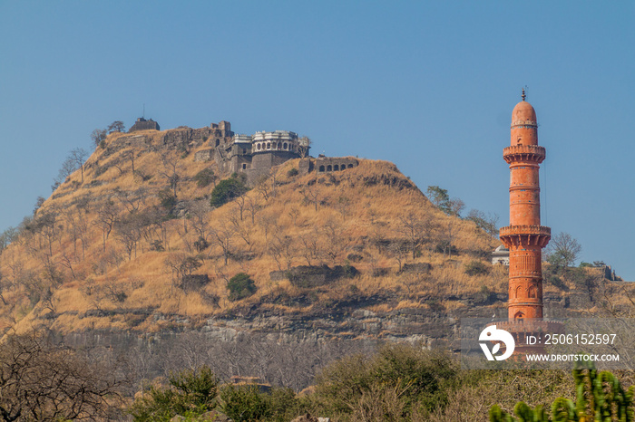 Daulatabad Fort and Chand Minar (Tower of the Moon), Maharashtra state, India