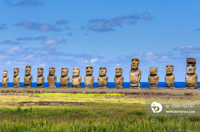 Moais of Ahu Tongariki, Easter island (Chile)