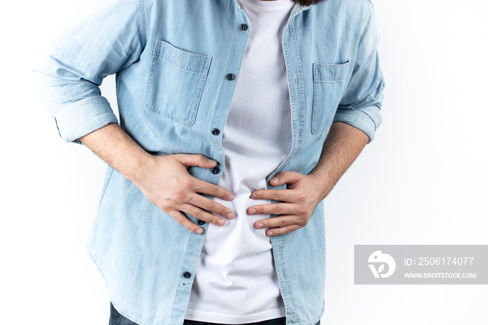 Young man with stomach pain