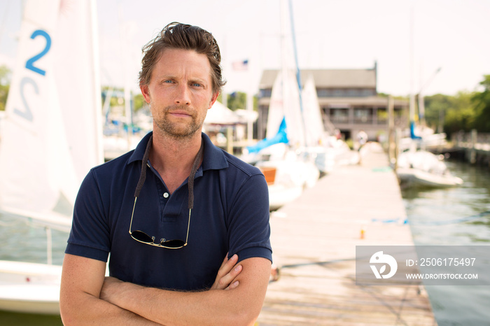 Portrait of man in marina