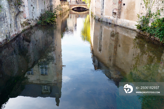 street on the water in the town of Montargis, nicknamed La Venise du Gâtinais because of the 131 bri