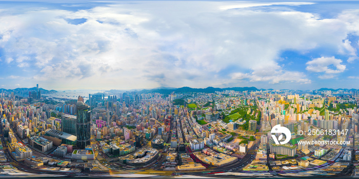 香港市中心菲南航拍360全景180度无缝全景