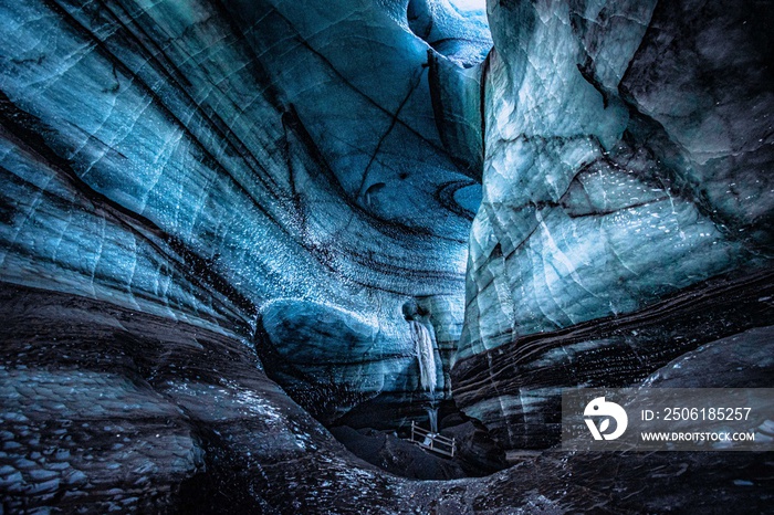 A shot of the Katla ice cave near the town of Vík, South Iceland.