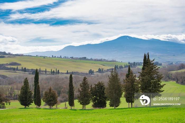 Mount Amiata seen from the Val dOrcia