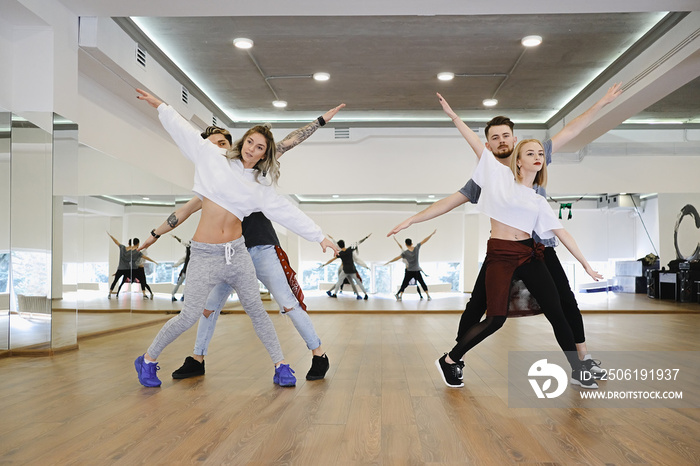 Group of four hip-hop dancers