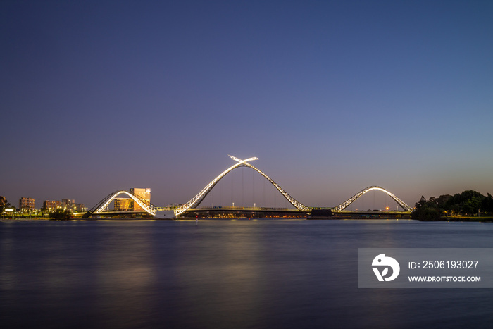 matagarup bridge in perth, australia at dusk