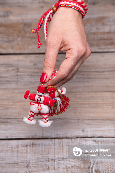 Bulgarian traditional spring Baba Marta holiday, backdrop.