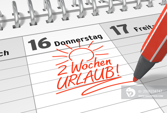 Kalender-Notiz: 2 Wochen Urlaub!