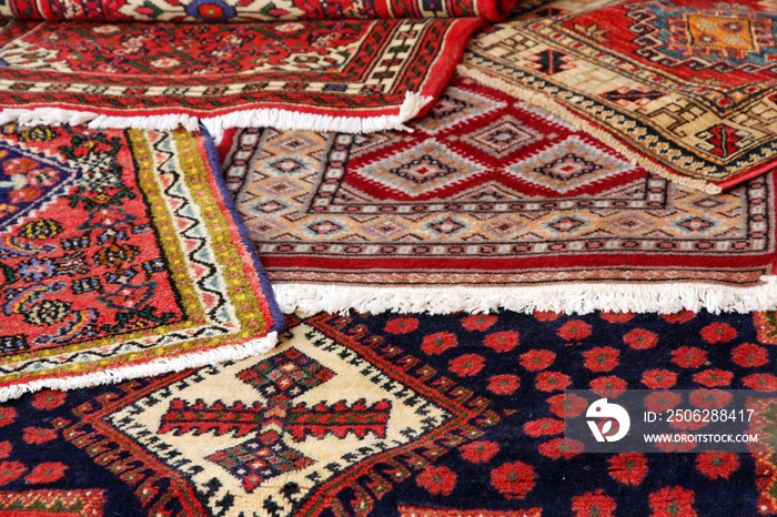 古代手工地毯和地毯的纹理和背景