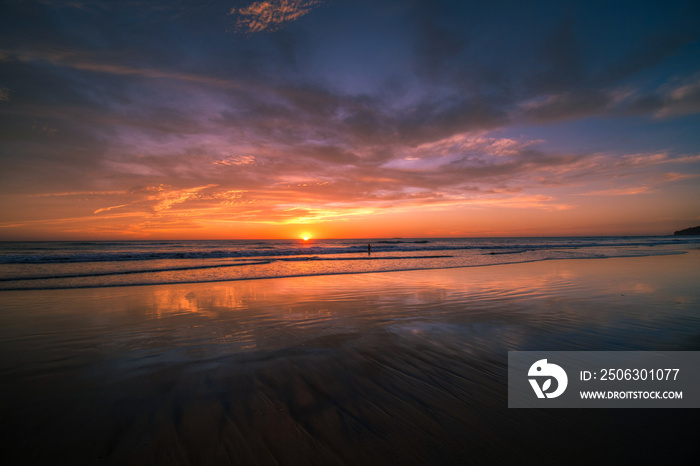 Wonderful sunset over Playa Grande, Costa rica