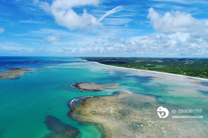 Passo de Camaragibe, Alagoas, Brazil. Fantastic landscape. Great beach scene. Paradise beach with cr