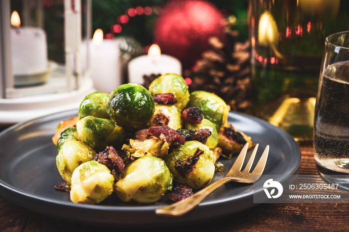 Roasted Brussels Sprouts. Regional Christmas and Festive Food