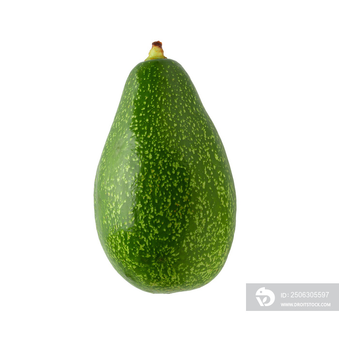 Green ripe avocado isolated on a white background.