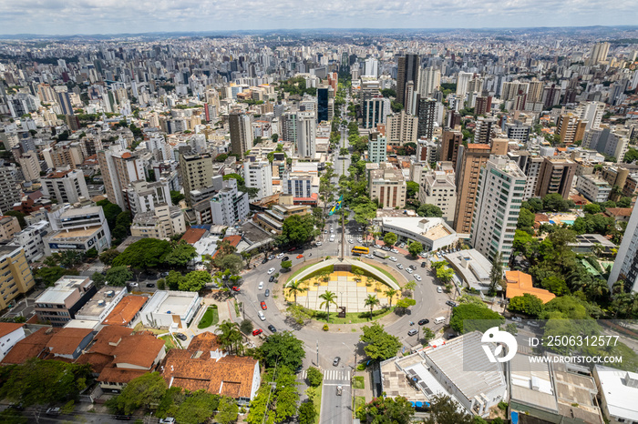 Aerial view of the city of Belo Horizonte, in Minas Gerais, Brazil.